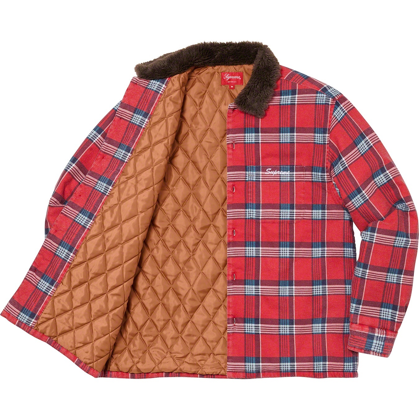 Faux Fur Collar Flannel Shirt view 11